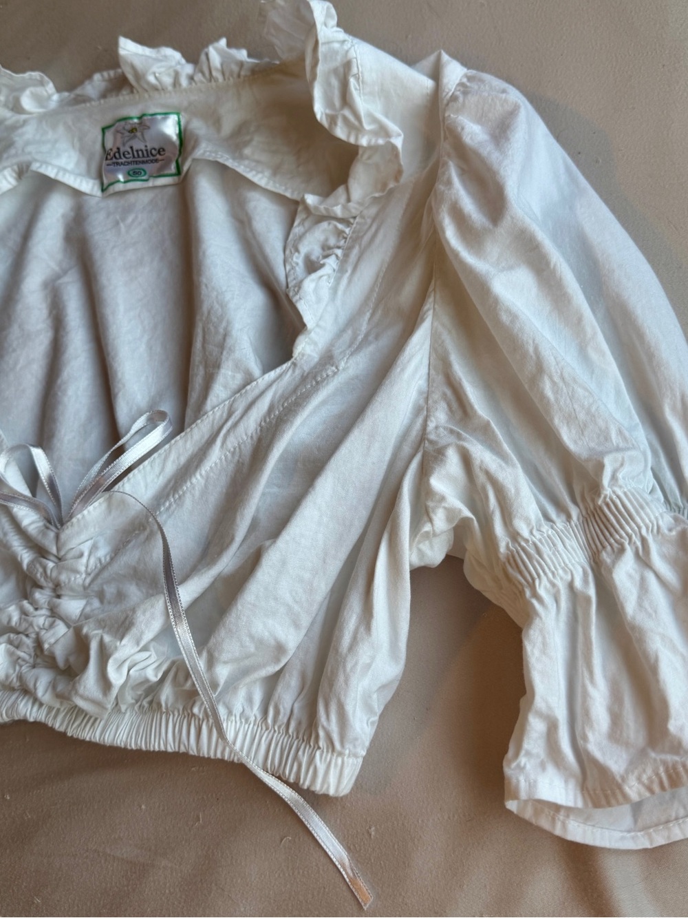 Edelnice German traditional peasant style dirndl blouse - White cotton - US XL - Picture 4 of 12